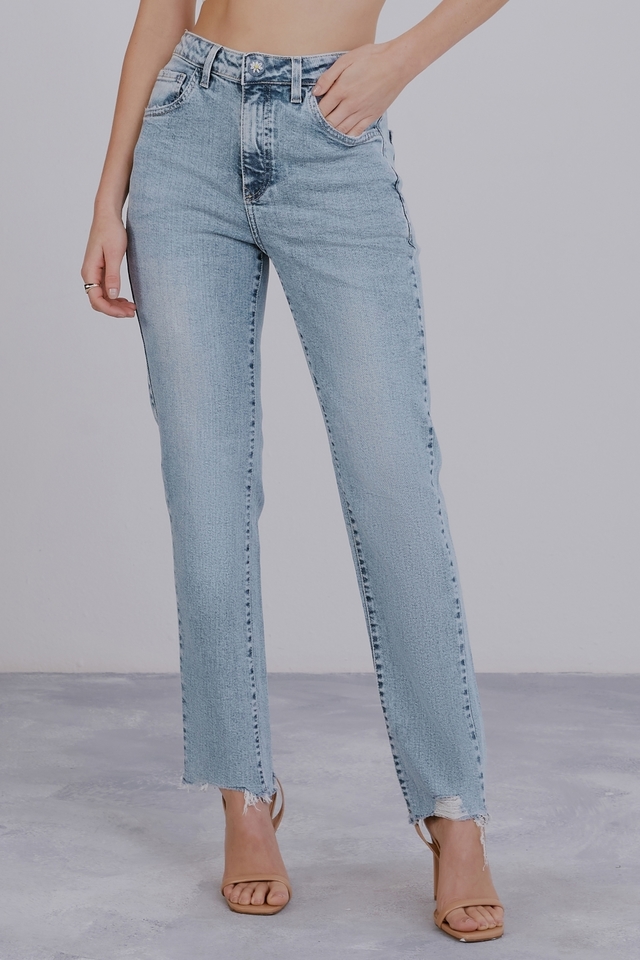 Calças jeans reta clearance