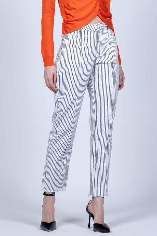 Calça listrada jeans hotsell