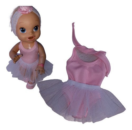 Roupa Bailarina Saia E Bory Para Baby Alive Pronta Entrega