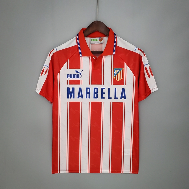 Camiseta Retro Local Blanca y Roja de Atletico Madrid 1994 95 AREA10