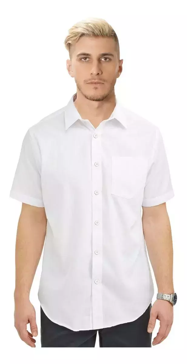 Camisa blanca lisa hombre top