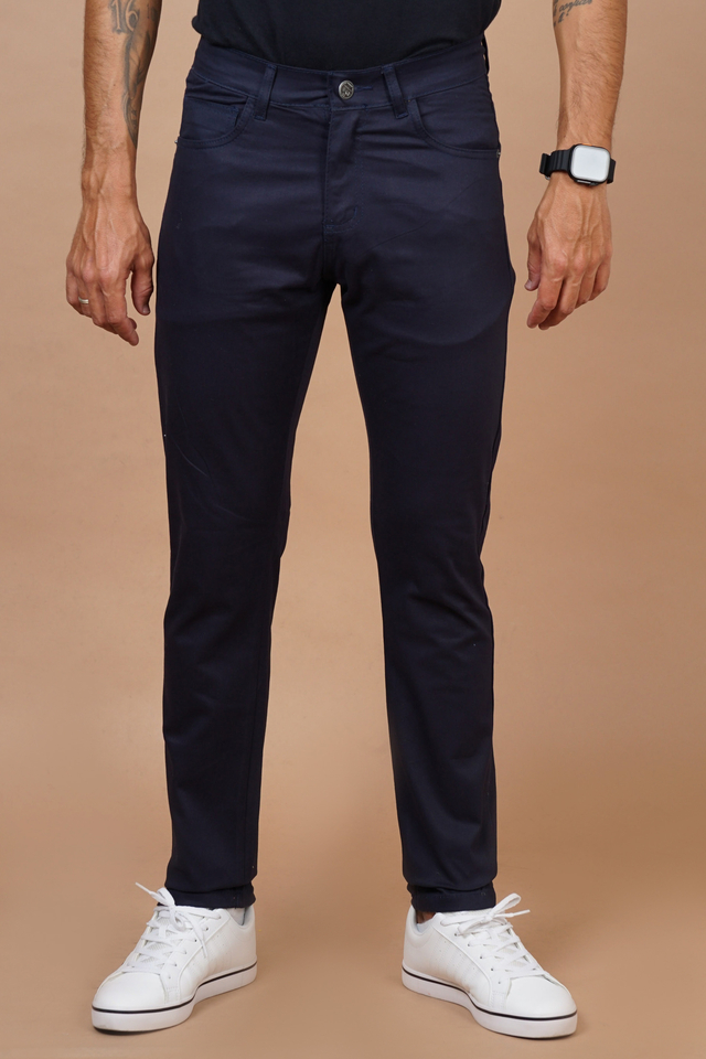 Calça azul masculina fashion sarja