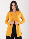 Cardigan Mostarda Malha Suede 2890415