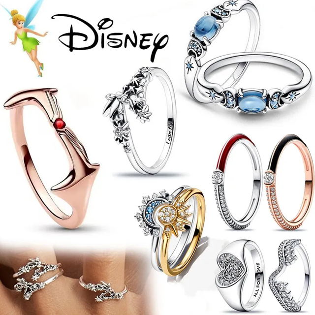 Anel Disney Minnie Mouse Anel, Princesas e Mais Modelos Joalheria, Prata  925 Estilo Pandora
