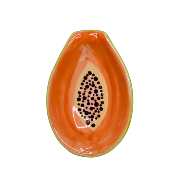 SMALL PAPAYA CUP CERAMIC BASE AND GLASS CUP, RICCO DERUTA DECORATION 13x13  H11 cm