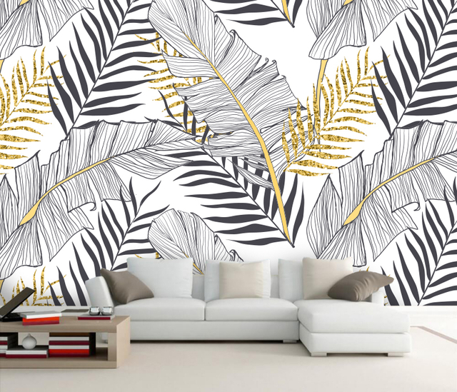 Vinilos Decorativos Mural Empapelado Tropical Negro