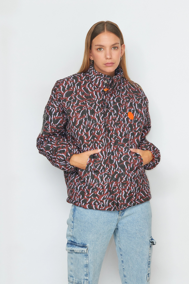Animal print puffer jacket top