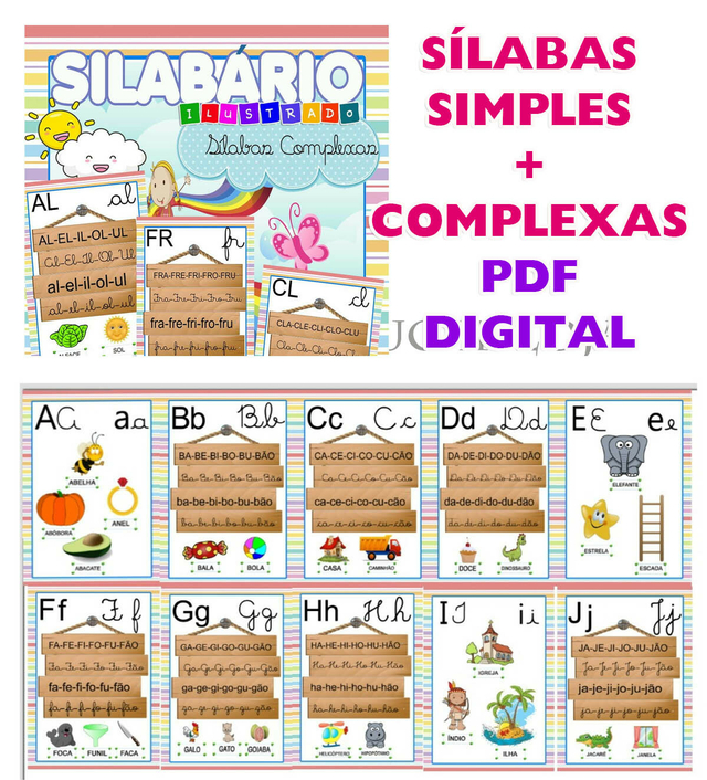Combo kit silabários sílabas simples + complexas em pdf digital