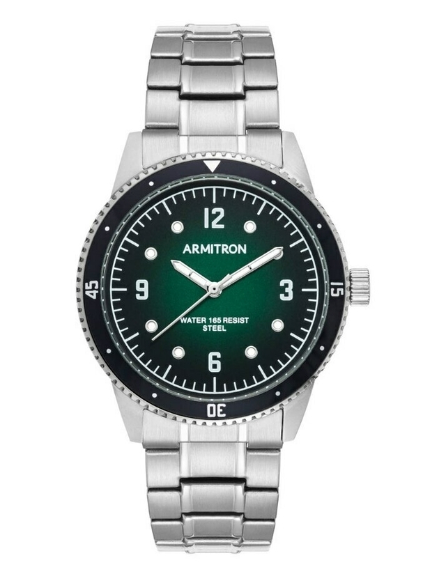 Reloj Armitron Local Men Series 42mm Color Plata Verde 20 5482GNSVWM