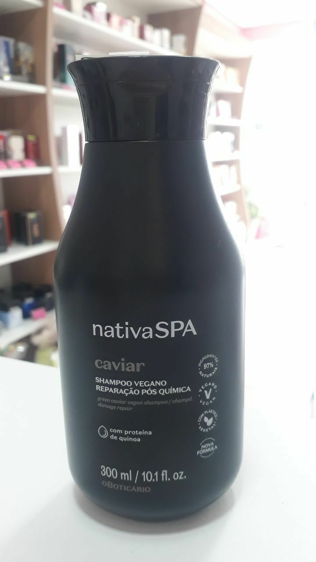 Shampoo Vegano Reparação Pós-Química Nativa Spa Caviar 300ml