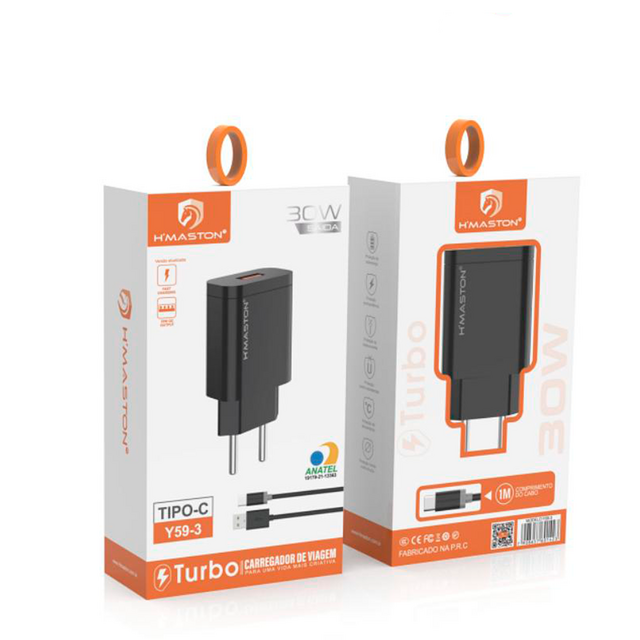 Carregador USB 4.0 - 30W TURBO com 01 Entrada USB + Cabo Micro