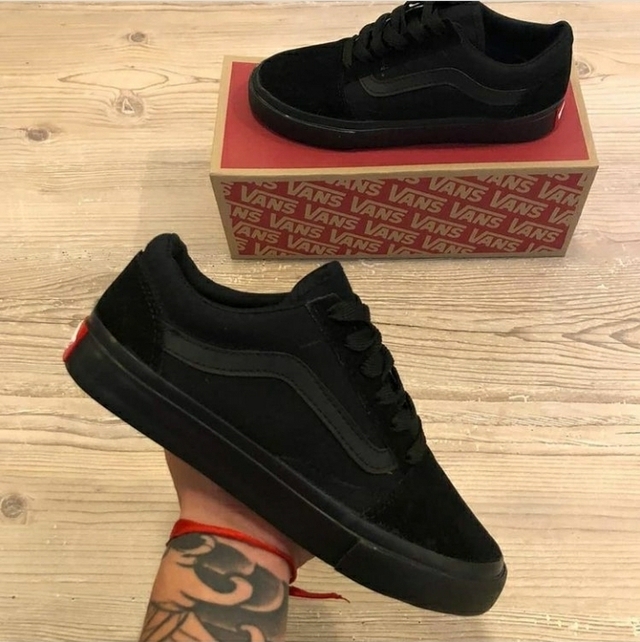 Vans de cuero negras sale