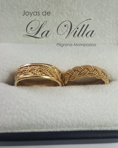 argollas de matrimonio, en filigrana momposina, oro de 18 kilates, Mompos, Mompox, Joyas de la Villa