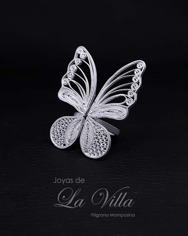 Anillo mariposa. Filigrana Momposina Plata Ley 950