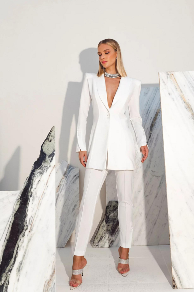 Maxi Blazer Off White Estilo Elegancia Compre Ja