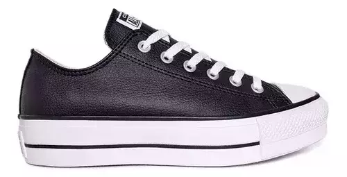 Converse all star cuero negro best sale