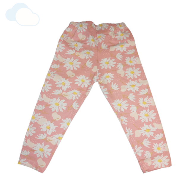 Pantalon Calza Bebe Algodón Flores Ropa Naranjo