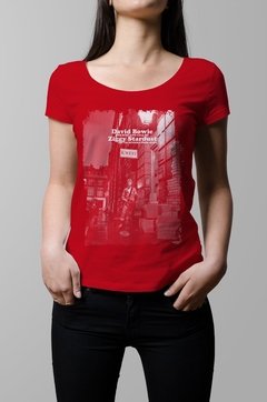 Remera David Bowie Ziggy Stardust roja mujer