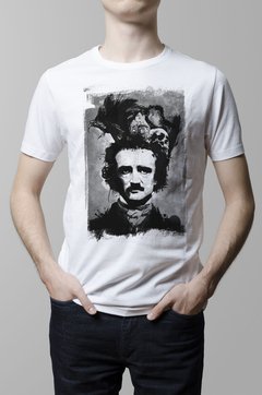 Remera Edgar Allan Poe blanca hombre