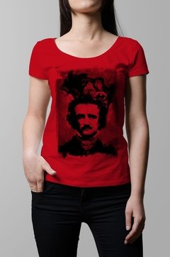 Remera Edgar Allan Poe roja mujer