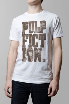 Remera Pul Fiction pelicula blanco hombre