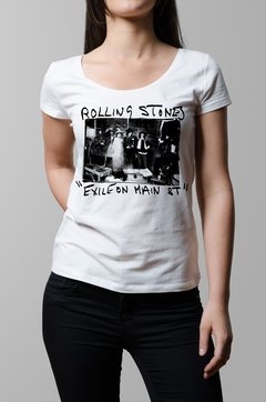 Remera Rolling Stones exile on main street blanca mujer