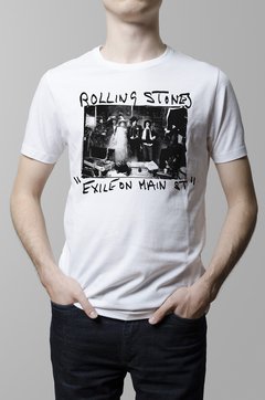 Remera Rolling Stones exile on main street blanca hombre