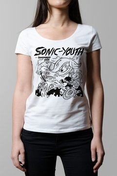 Remera Sonic Youth teenage riot blanca mujer
