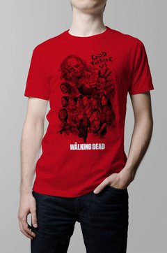 Remera The Walking Dead roja hombre