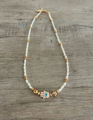 Collar Hamsa Pearl