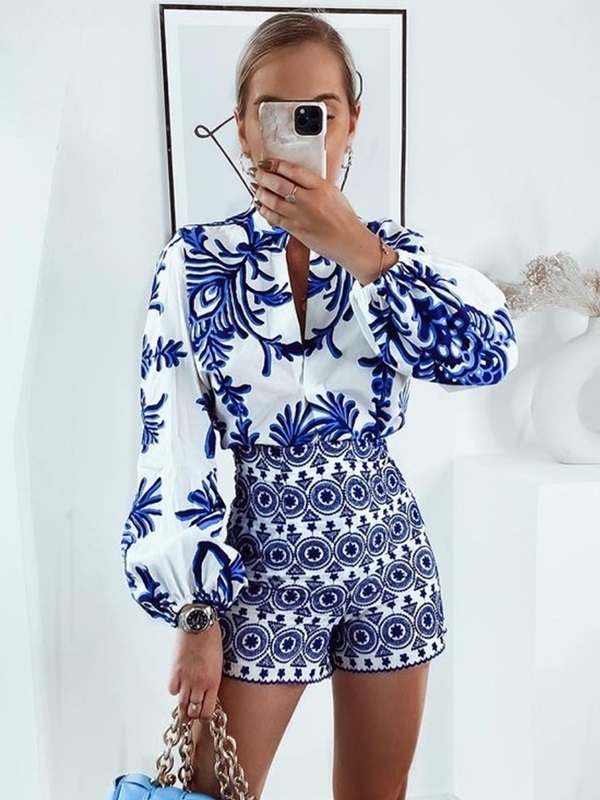 Blusa Estampada Azulejo | DMS Boutique