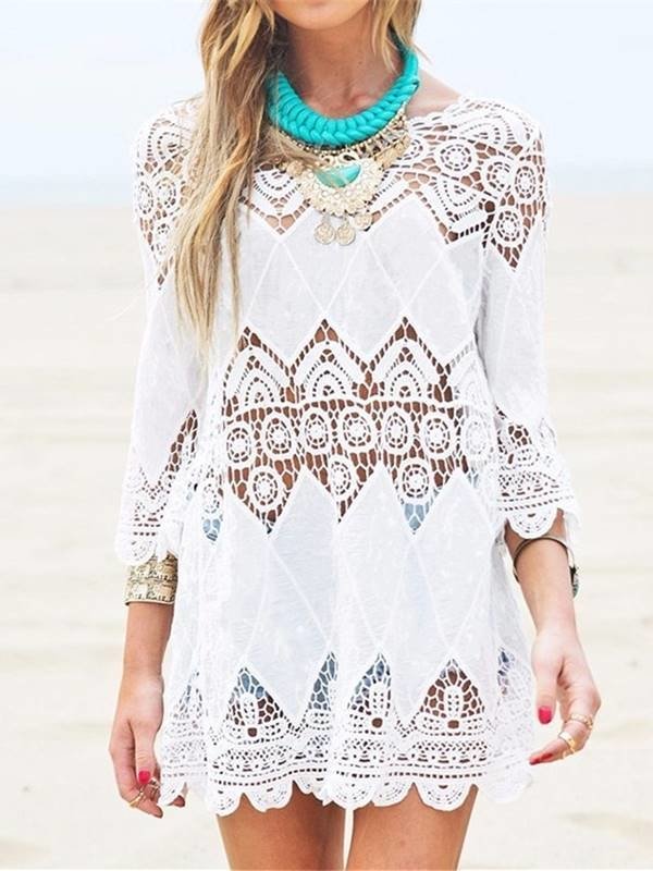 Saida de praia de renda best sale 2018