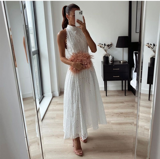 Vestido Longo de Lese Branco | DMS Boutique
