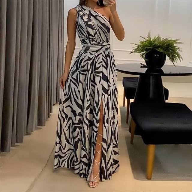 Vestido Longo Estampa Preta e Branco | DMS Boutique