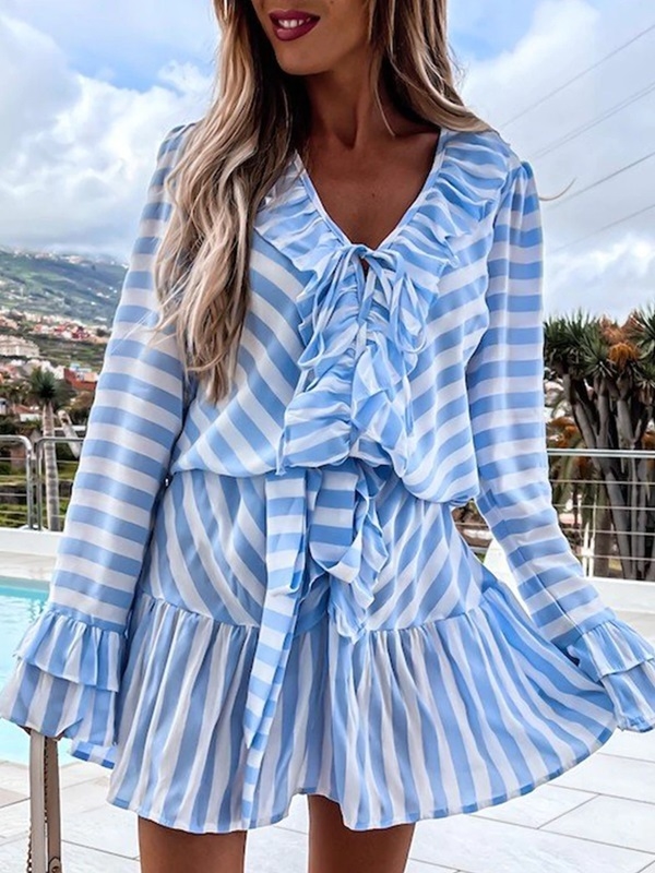 Vestido listrado com manga discount