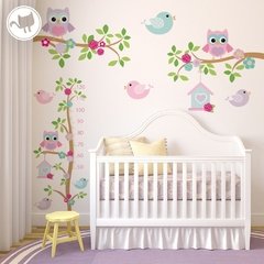 Looma Vinilos Decorativos Infantiles Rama con Buhitos + Medidor