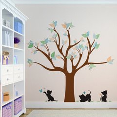 Looma Vinilos Decorativos infantiles árbol Mateo Gatitos