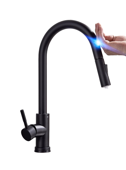  Filtro de sensor táctil negro grifo de cocina de agua