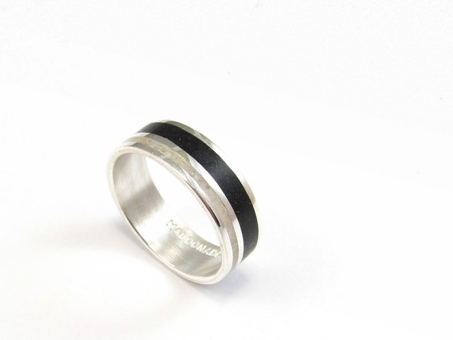 Anillo de Plata con Colores Blanco y Negro Matrimonio Compromiso Boda
