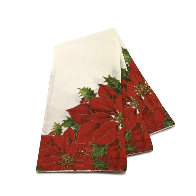 Servilletas de Navidad Beautiful Poinsettia, 40 unidades, flor de Cristo,  servilletas de bayas, servilletas de papel para Decoupage, servilletas de