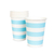 Vasos de Cartón Rayas Horizontales Blanco y Azul Pastel. 6 unidades