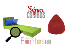 Promoción Sofá Cama Colores en Tela + 1 Puff Pera (Escoge el color que más quieras) - Muebles Fantasia