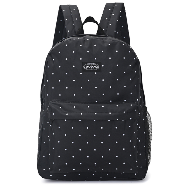 Mochila Urbana Escolar 17 Goodpak Negra Con Lunares 35500