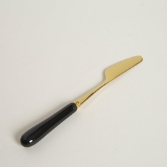 Set x 6 Cuchillos Untadores de Acero Dorado Mango Negro - comprar online