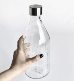 Botella Redonda Boa de vidrio con tapa de acero - comprar online