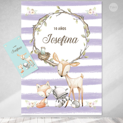 Kit imprimible woodland animalitos del bosque menta lila tukit