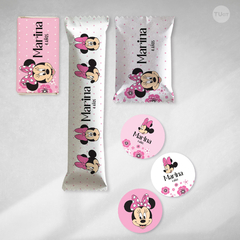 Kit imprimible minnie rosa personaje cumpleaños candy bar tukit en internet
