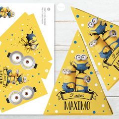 caja triangular, cake box, caja de torta, formar una torta, minions