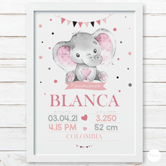 cartel editable imprimible, cuadro elefante acuarela, elefantito, elefante nacimientos, lamina, cartel elefante celeste, decoración, recuerdo