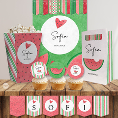 kit imprimible sandias, frutal, cumpleaños de verano, watermelon party bundle